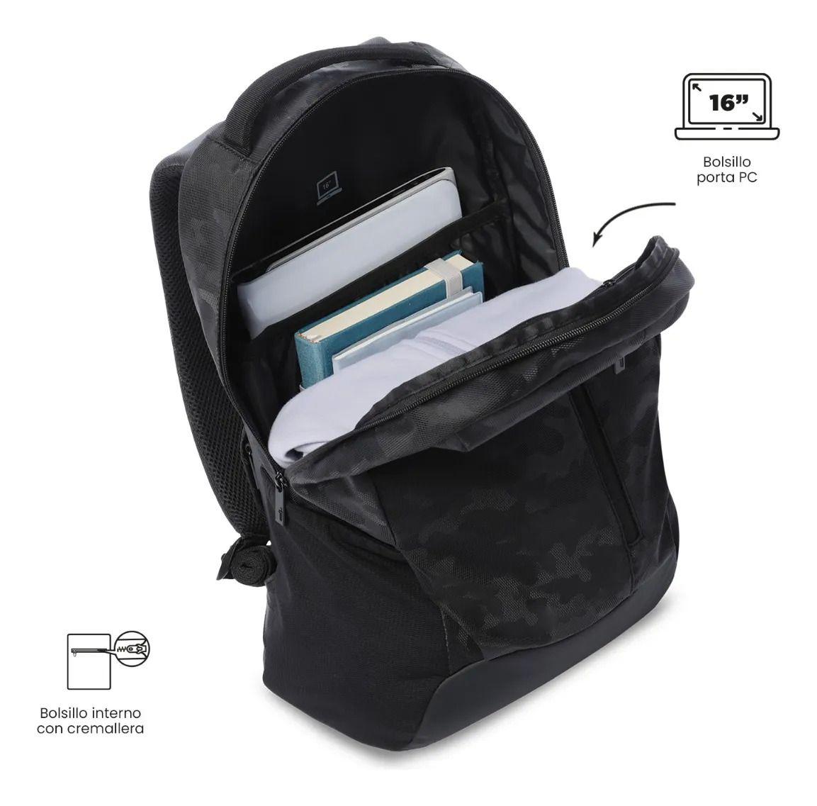 Mochila Universitario  Detroit Porta Pc 16  Negro-4