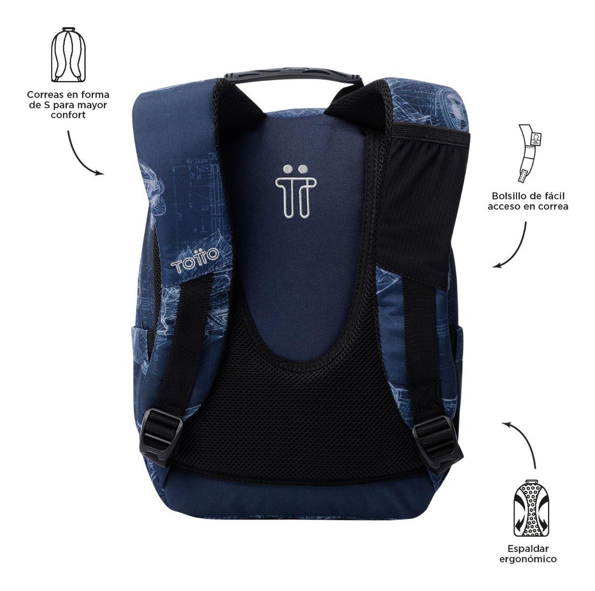 Mochila Urbana Notebook Escolar Totto Classic Tempera Niño-3