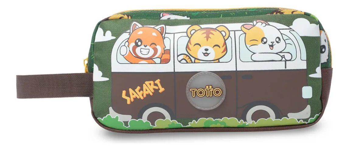 Estuche Escolar Grande Para Niño 2 Cuerpos Safari Verde-0