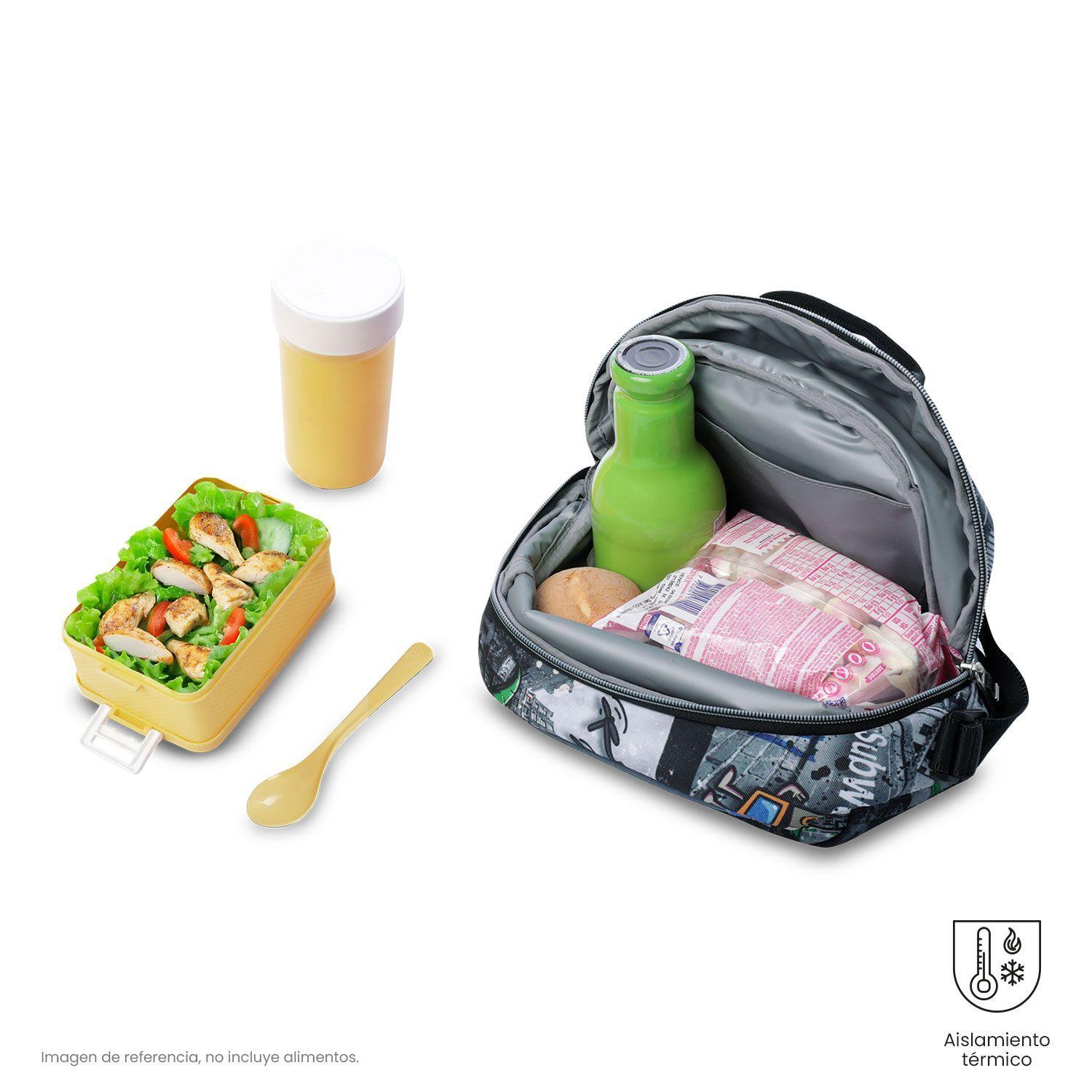 Lonchera Térmica Hombre Borrador Mediana Negra Totto-2