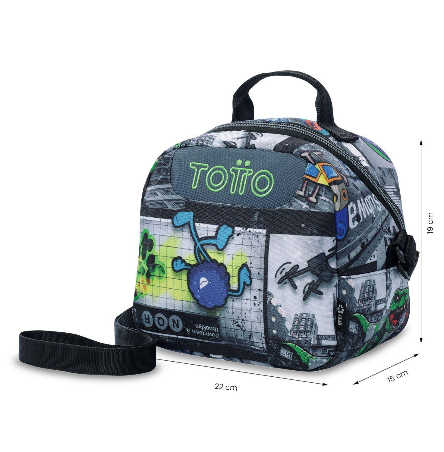 Lonchera Térmica Hombre Borrador Mediana Negra Totto-3