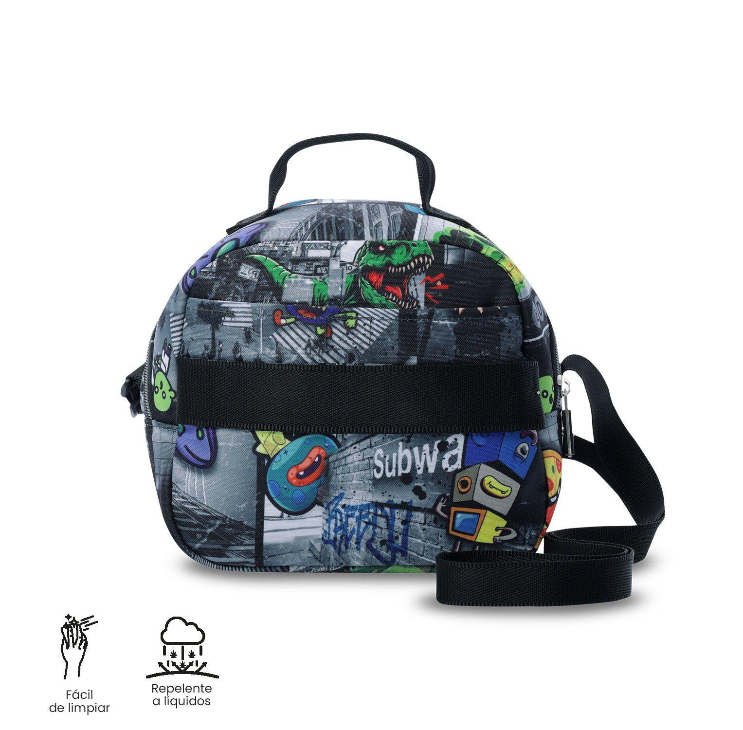 Lonchera Térmica Hombre Borrador Mediana Negra Totto-4