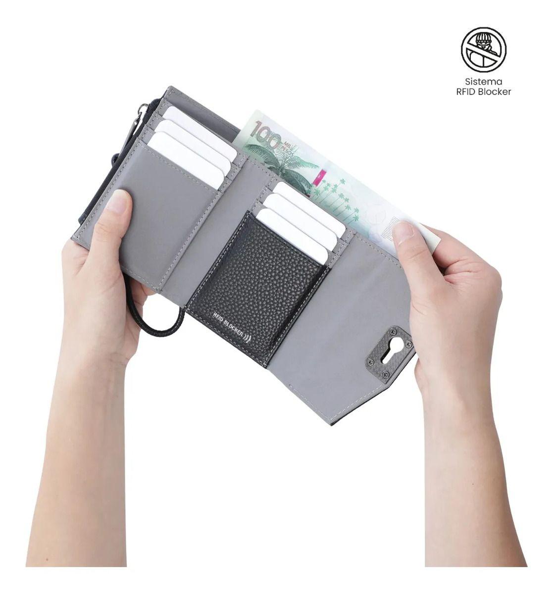 Billetera Mujer Smooth Pequeña Con Rfid Blocker Negra-2