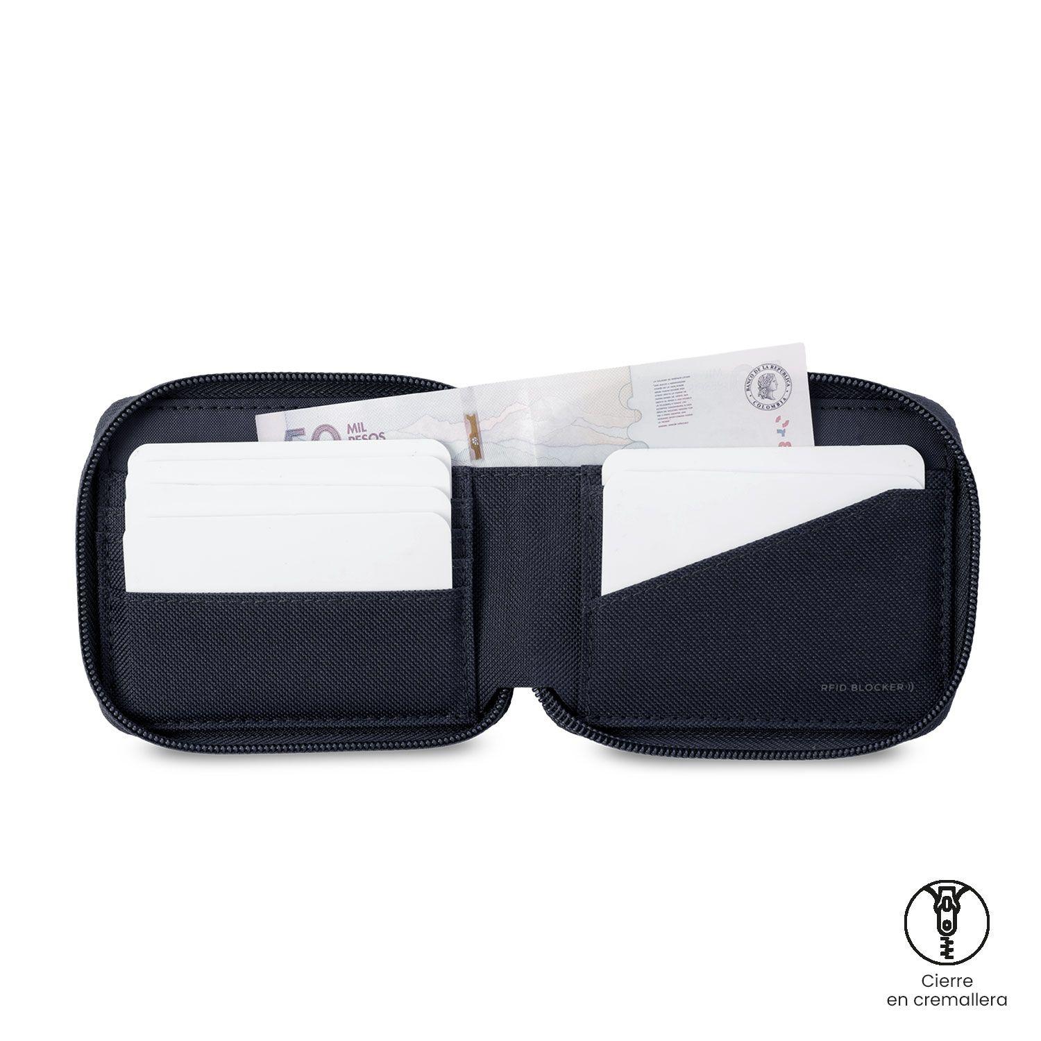 Billetera Hombre Wood Mediana con RFID Blocker Azul -3