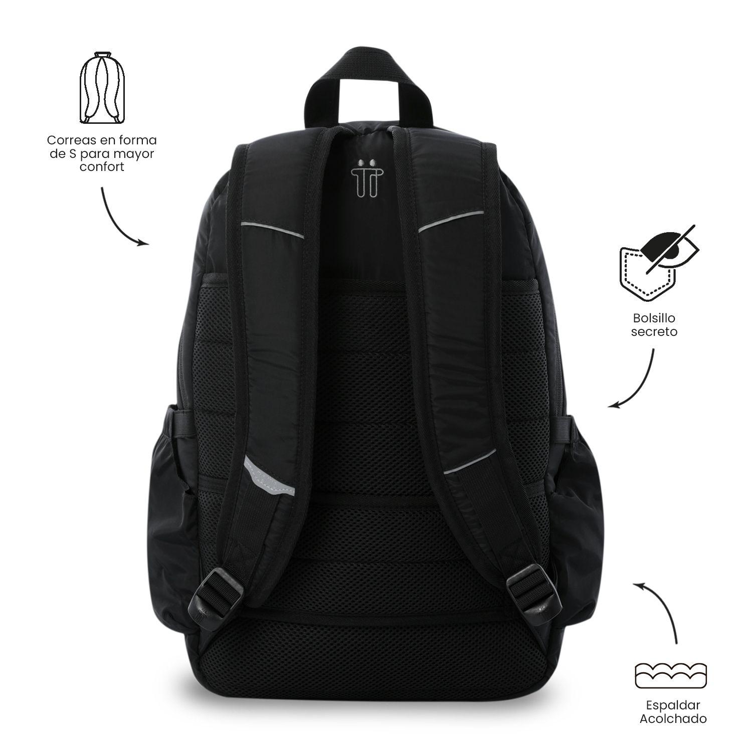 Mochila Universitaria Notebook 14" Plaine 2.0 Negra Unisex Totto-3