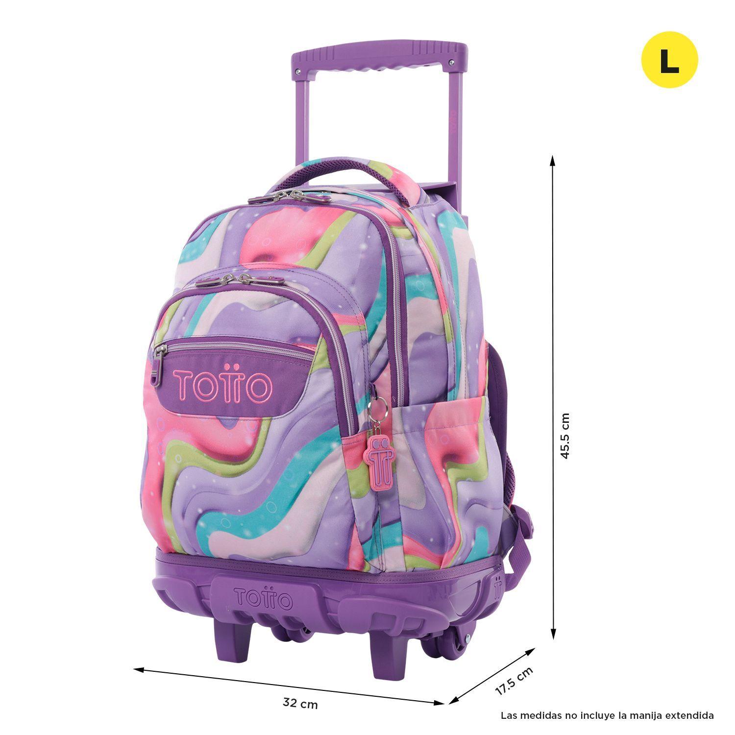 Mochila Escolar Ruedas Niña Notebook 15.4" Bomper Renglon Morado Totto-2