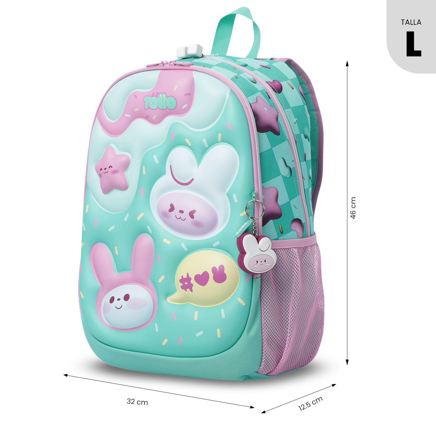 Mochila Niña Bunny Pump Grande Verde Totto-2
