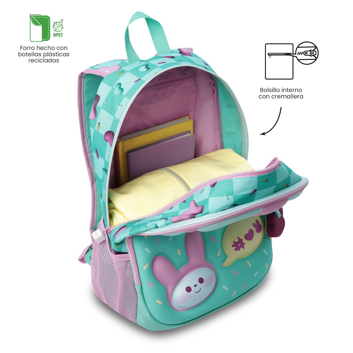 Mochila Niña Bunny Pump Grande Verde Totto-4