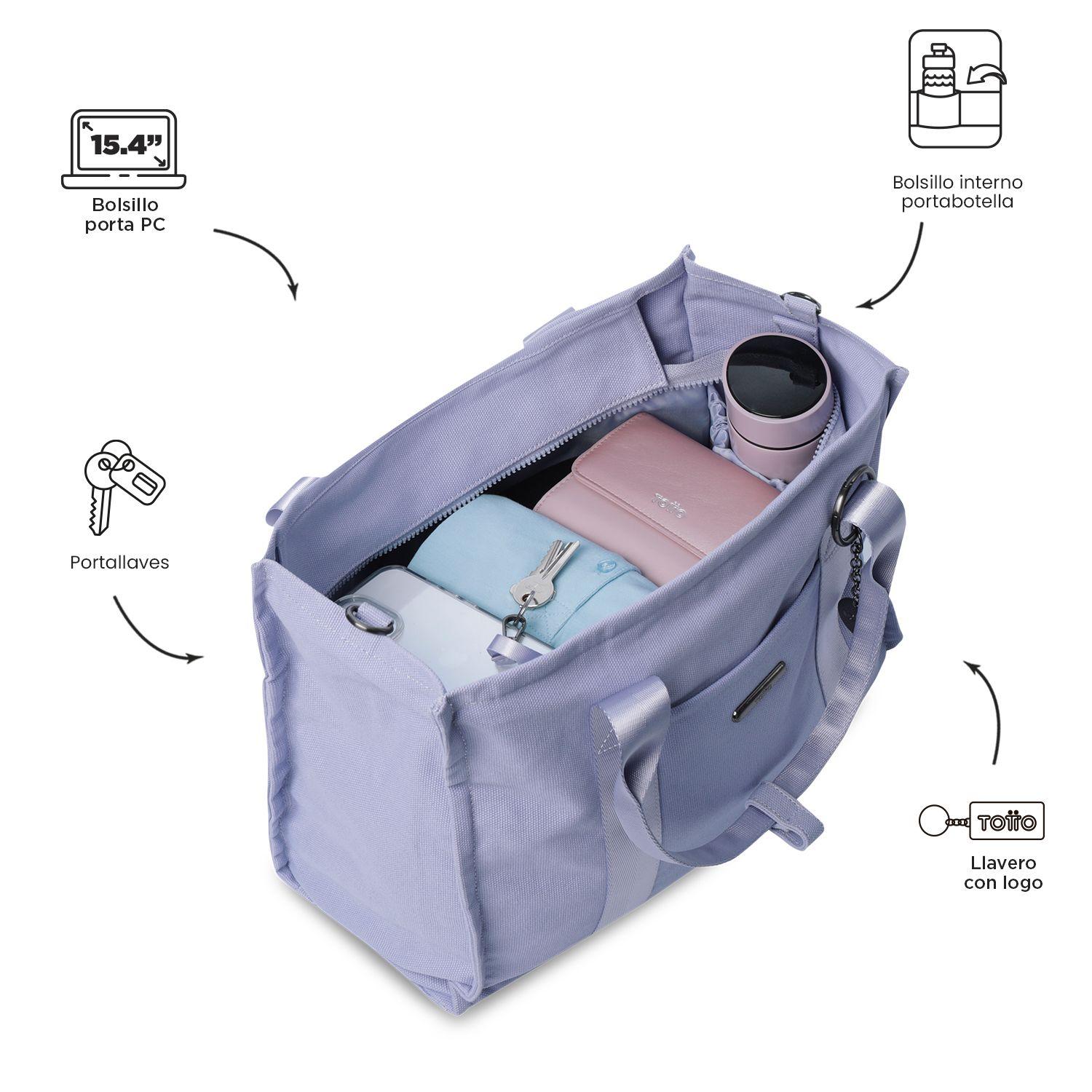 Cartera Mujer Tote-Bag Porta Notebook 15.4" Morado Totto-4