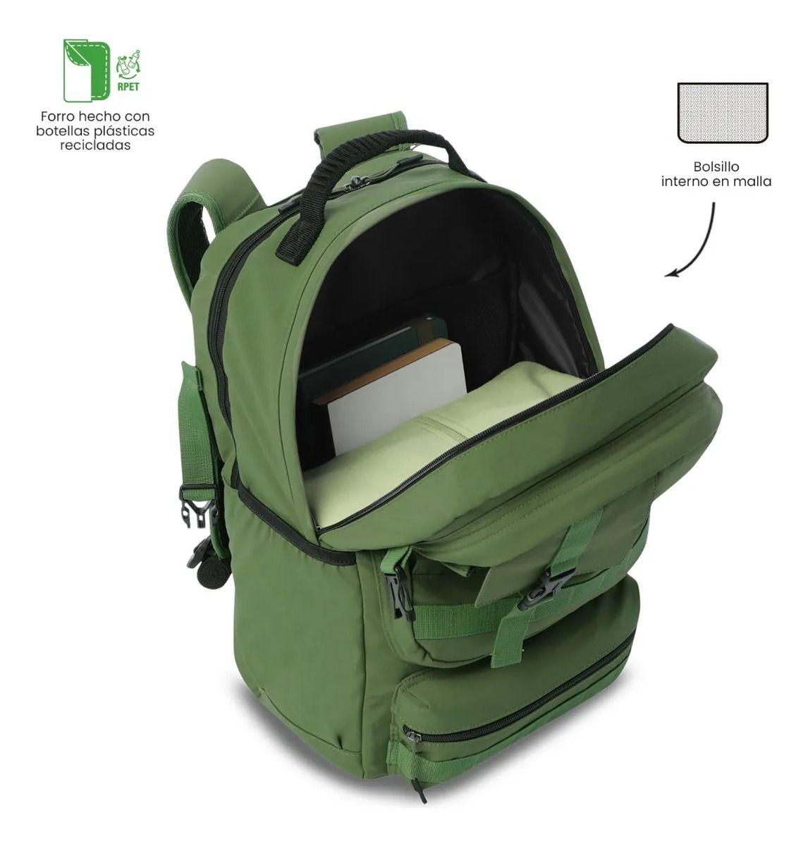 Mochila Universitario  Spa Porta Pc 15.4  Verde-4