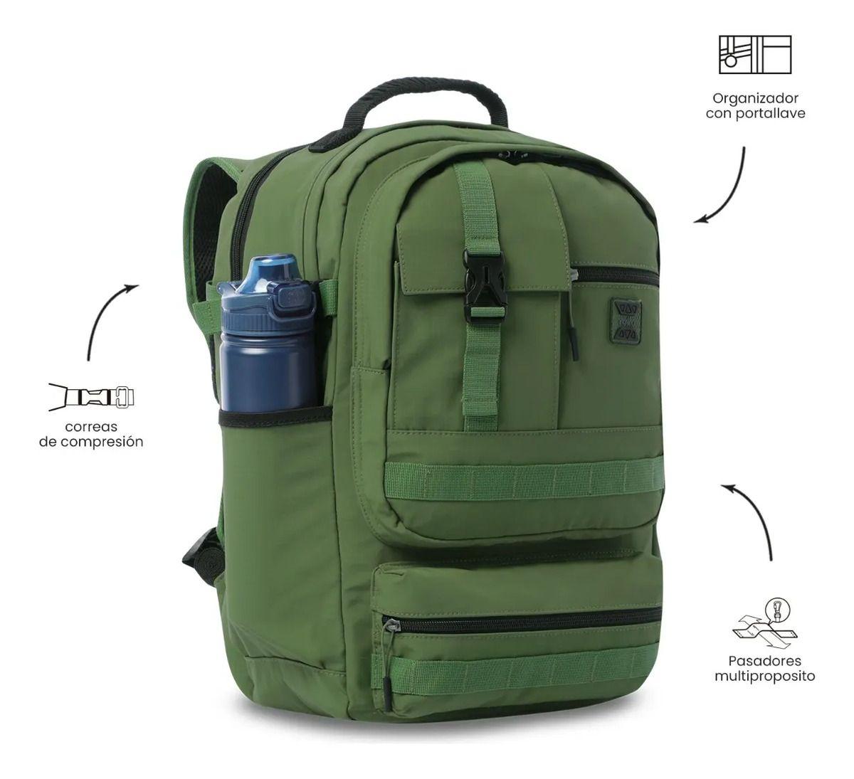 Mochila Universitario  Spa Porta Pc 15.4  Verde-5