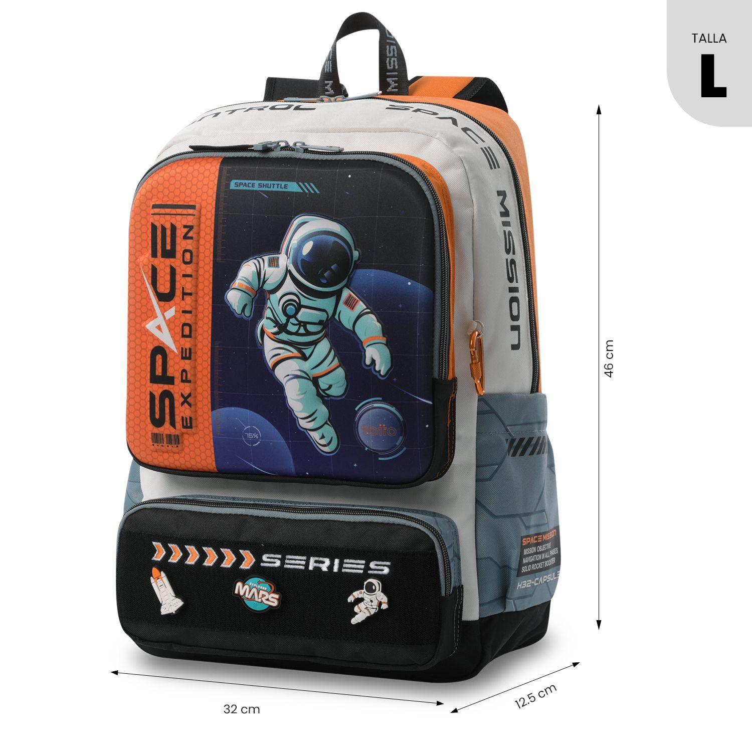 Mochila Niño Gemini Grande Gris Totto-2