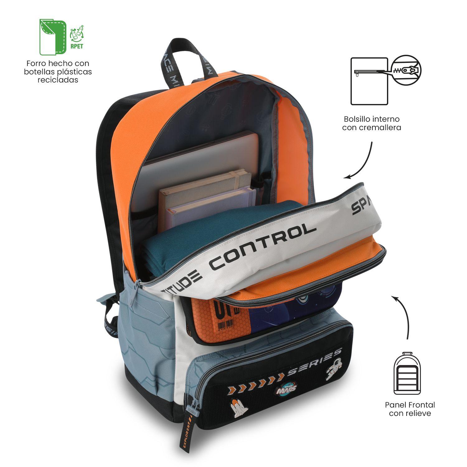 Mochila Niño Gemini Grande Gris Totto-4