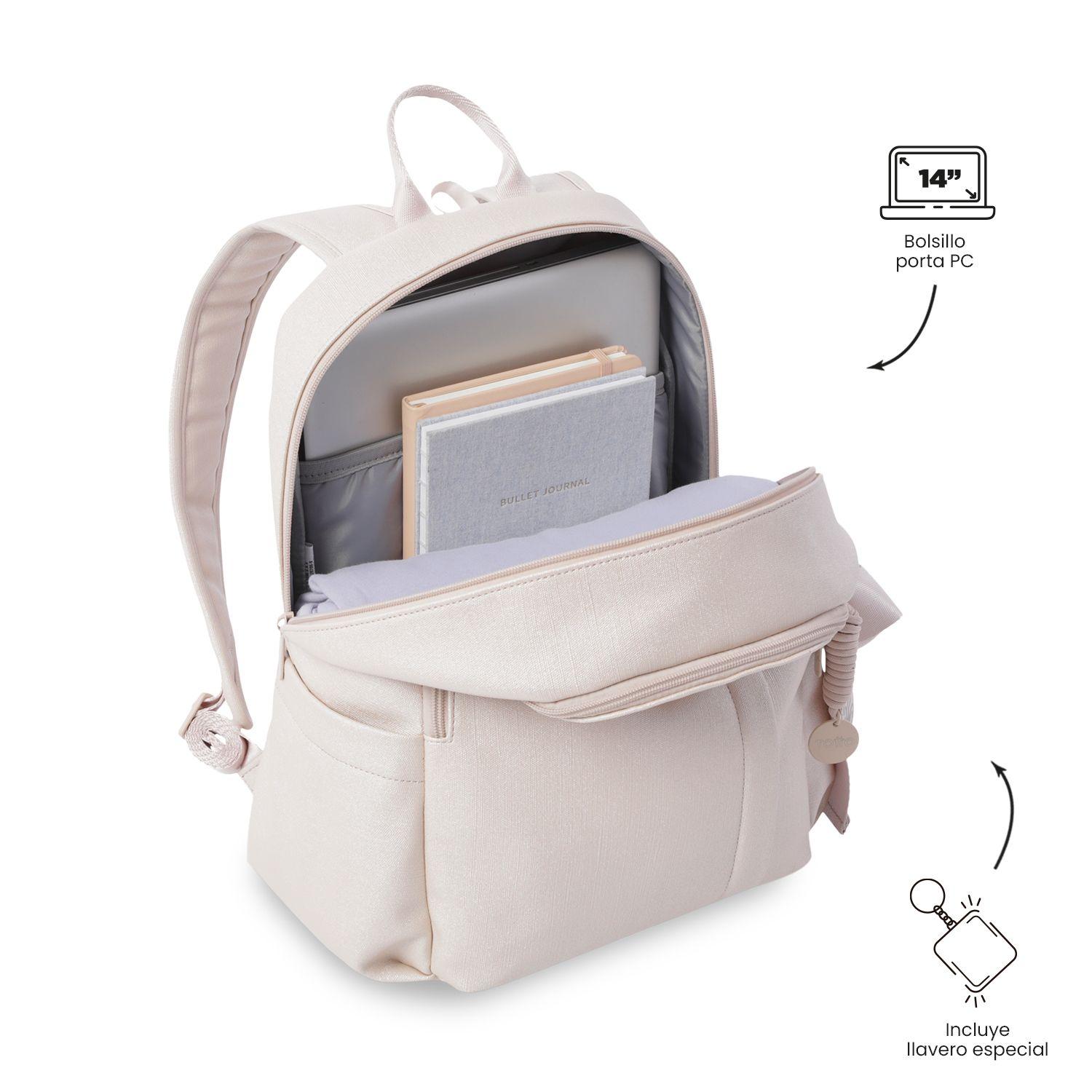 Mochila Ejecutivo Porta PC 14" Bow Beige Mujer-4