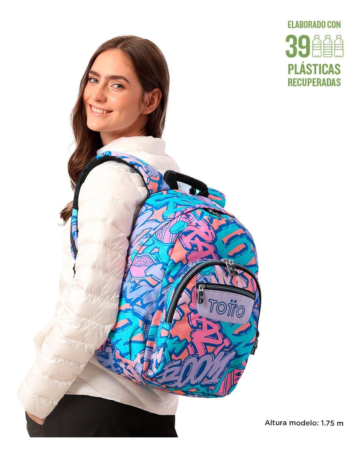 Mochila Escolar Totto Gommas Rpet Azul Broad-1