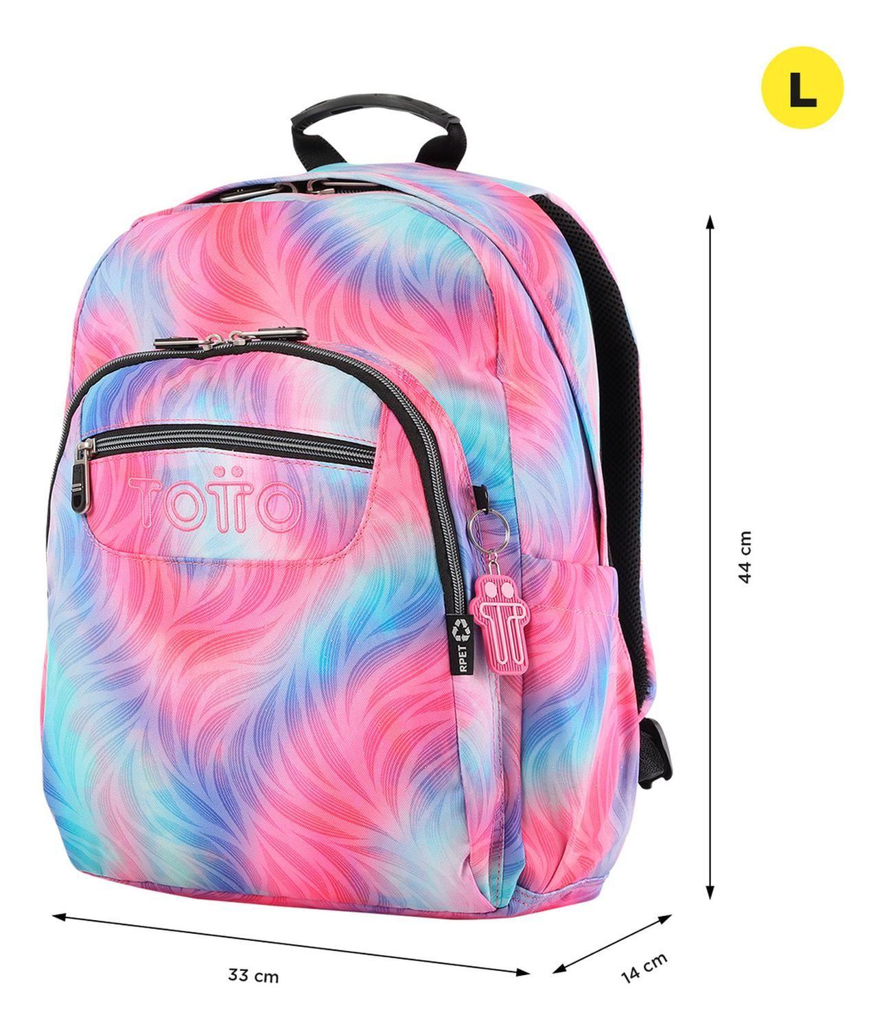 Mochila Escolar Totto Acuarela Rpet Glitter Rosado Fritz-2