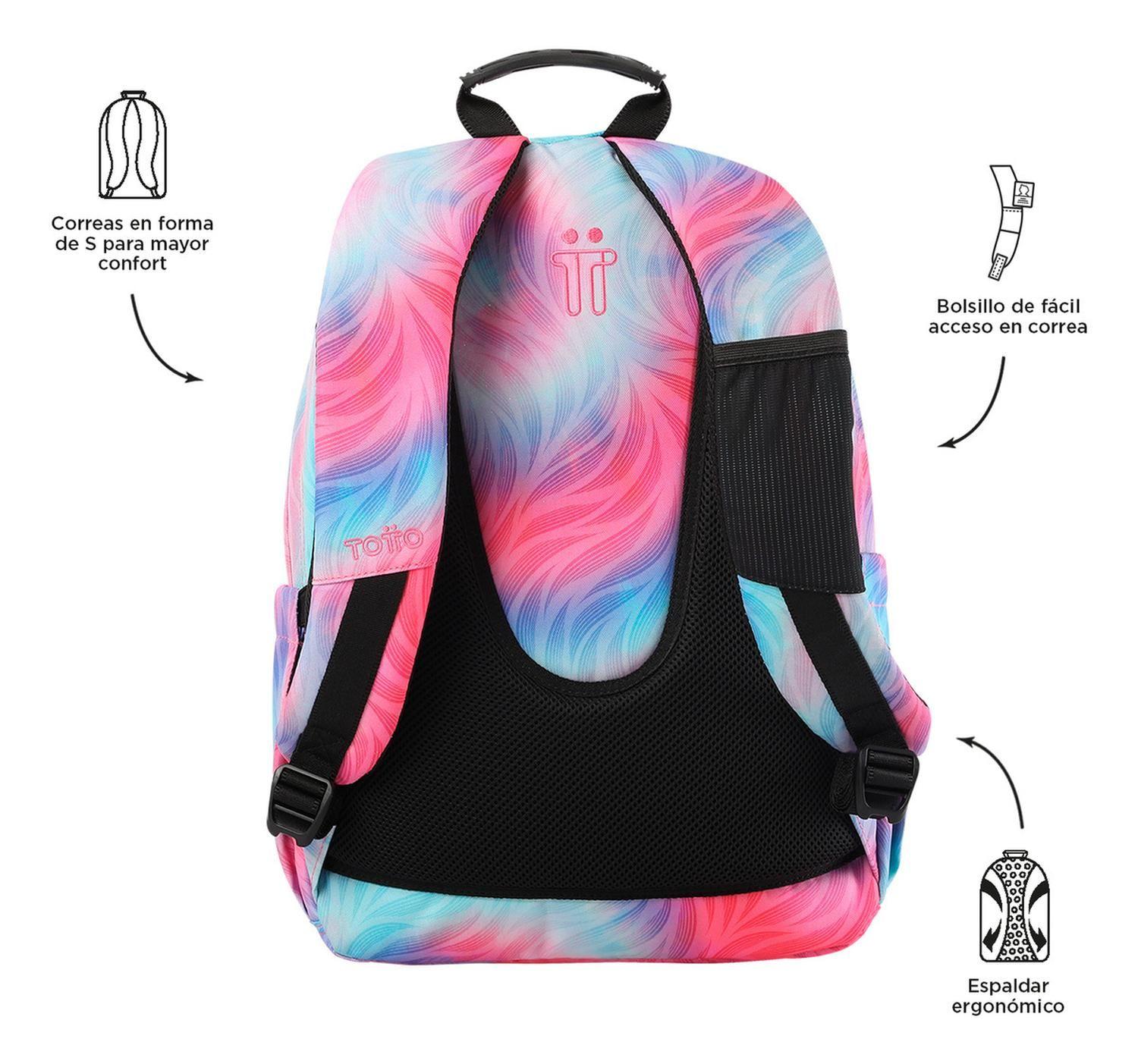 Mochila Escolar Totto Acuarela Rpet Glitter Rosado Fritz-3