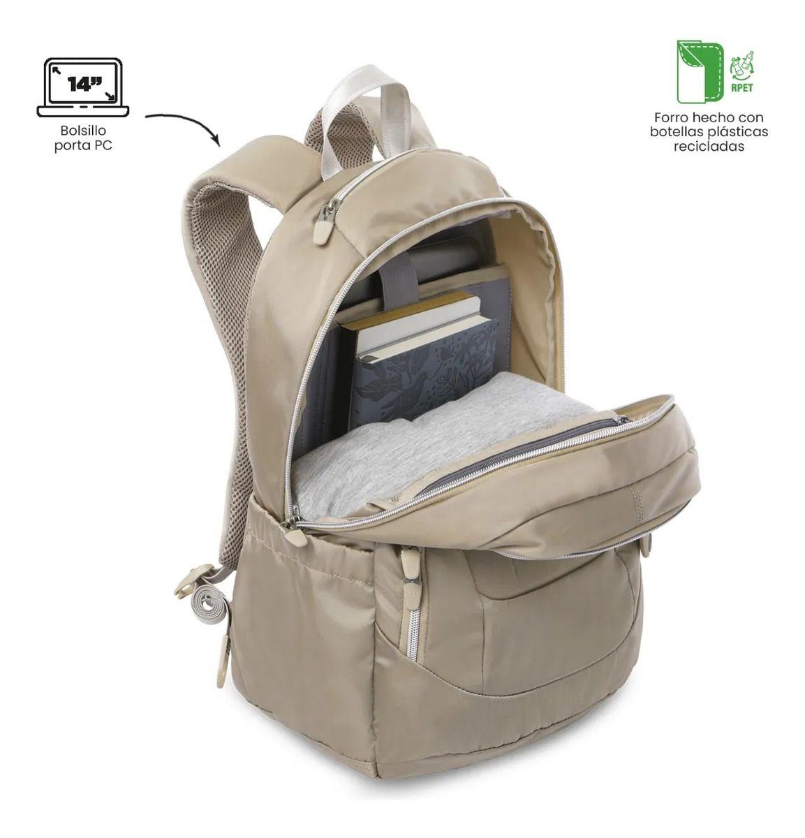 Mochila Universitario  Goctal Twill 3.0 Porta Pc 14  Beige-4
