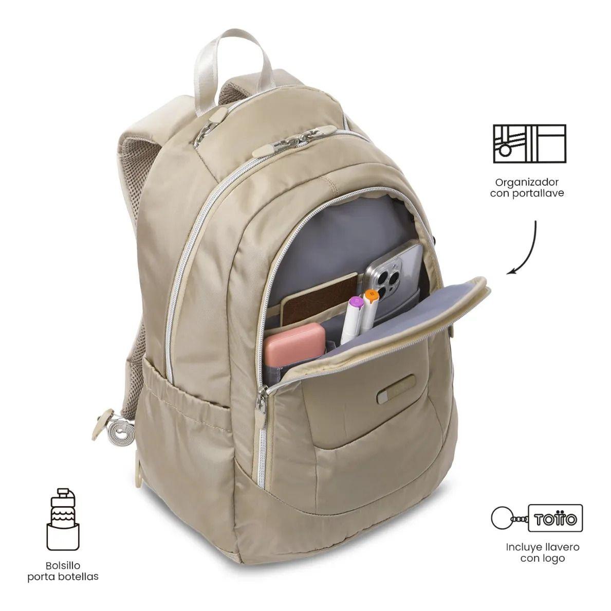 Mochila Universitario  Goctal Twill 3.0 Porta Pc 14  Beige-5