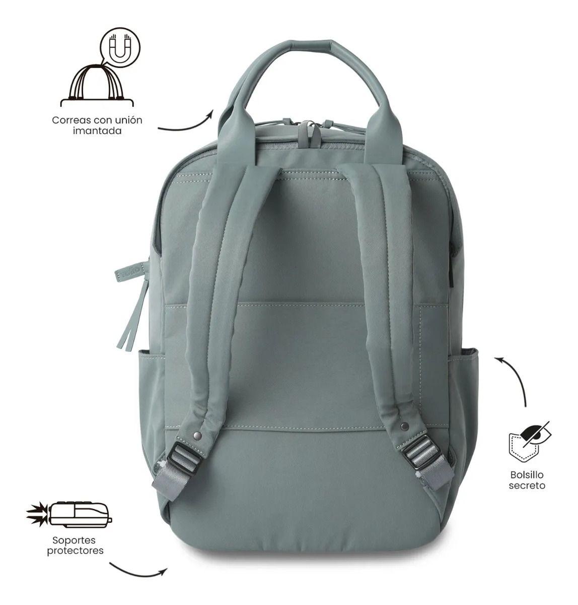 Mochila Ejecutivo Porta Pc 14  Toscana Verde Mujer-3