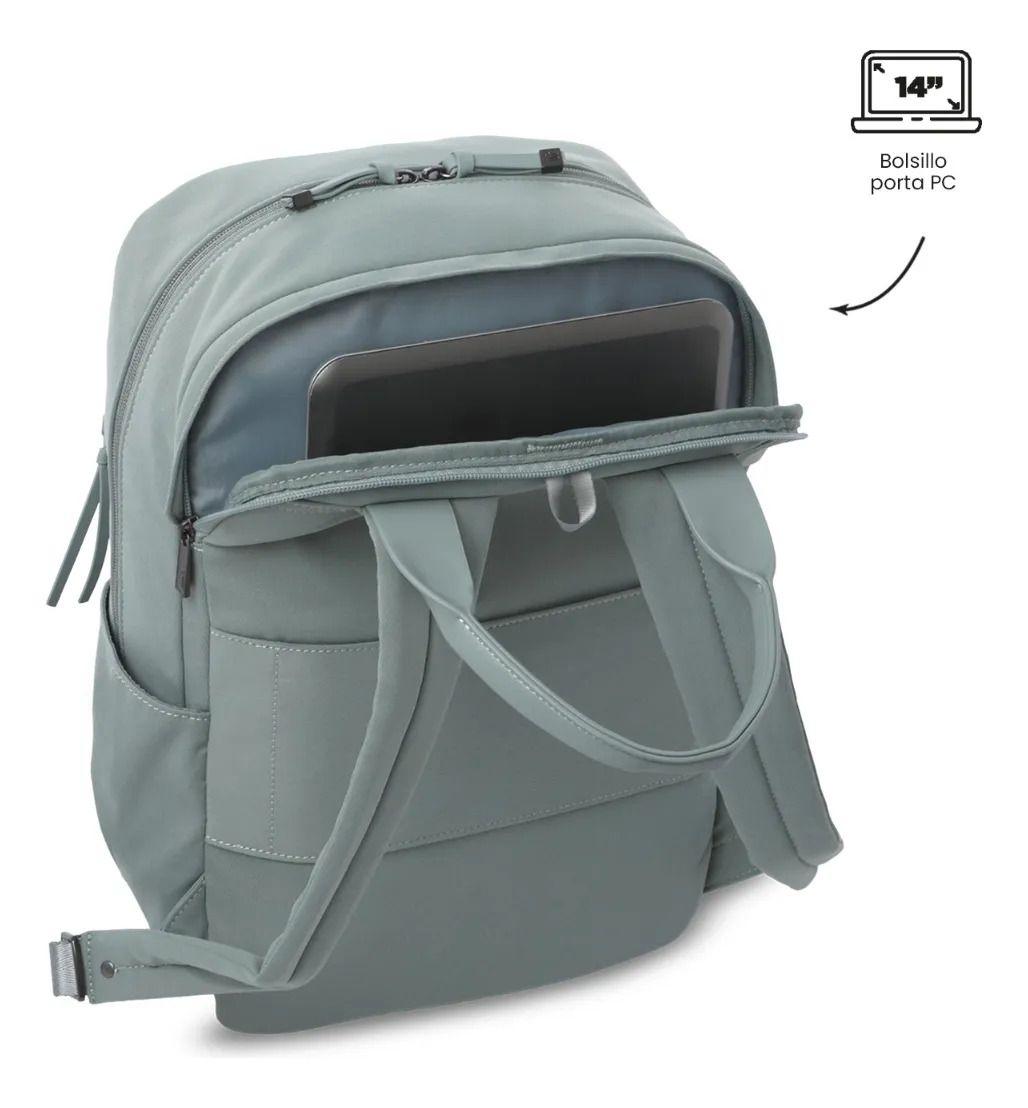 Mochila Ejecutivo Porta Pc 14  Toscana Verde Mujer-4