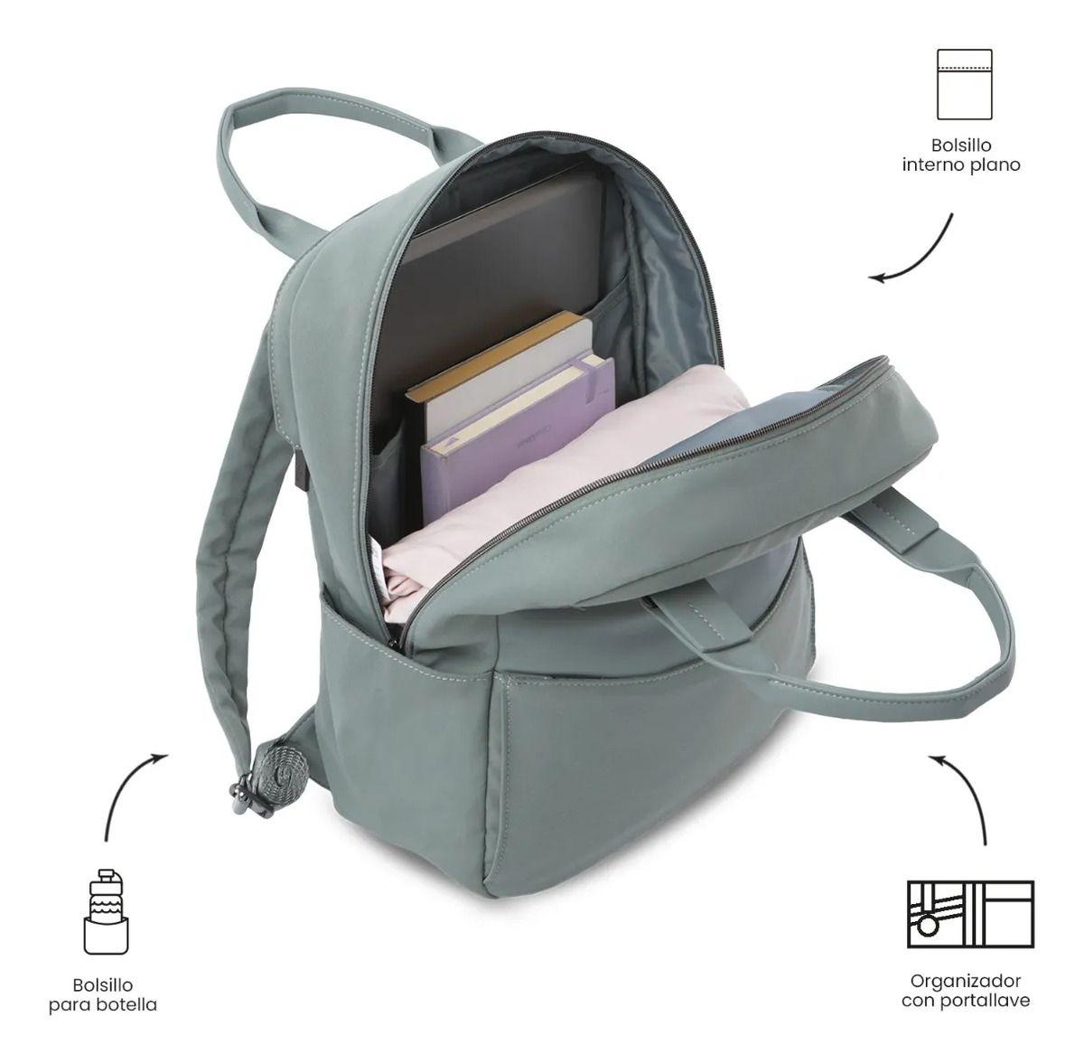Mochila Ejecutivo Porta Pc 14  Toscana Verde Mujer-5