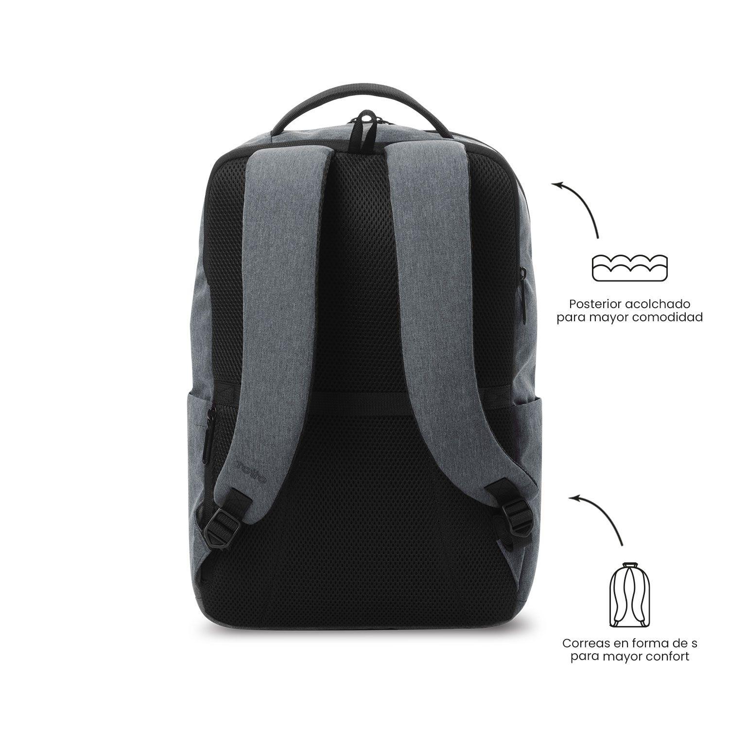 Mochila Ejecutiva Porta Notebook 15" Denver Grande Gris-3
