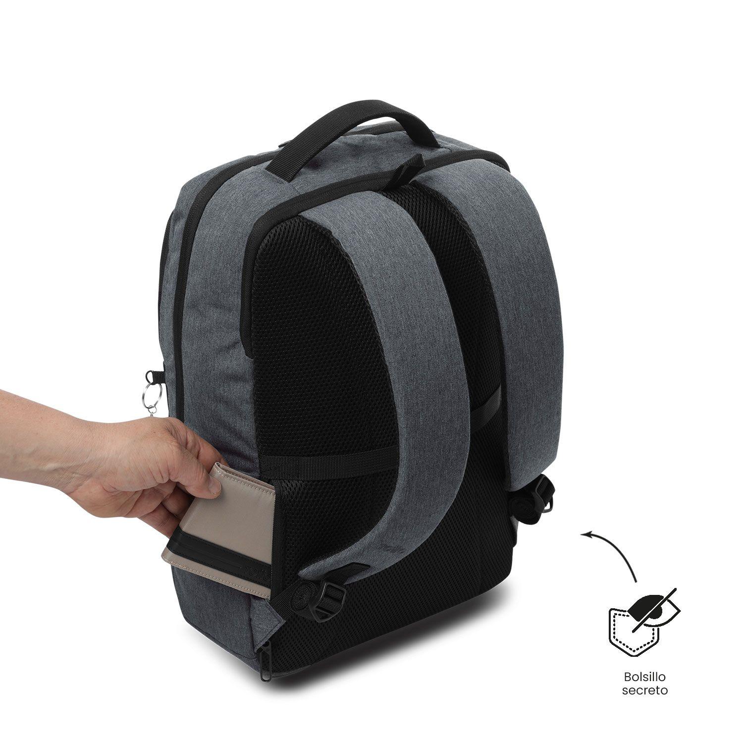 Mochila Ejecutiva Porta Notebook 15" Denver Grande Gris-6