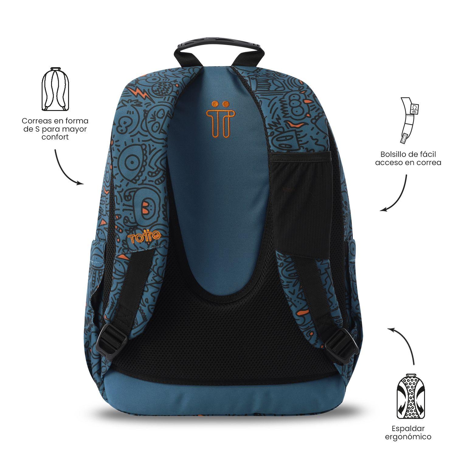 Mochila Escolar Notebook 14" Acuarela Azul  Totto-3