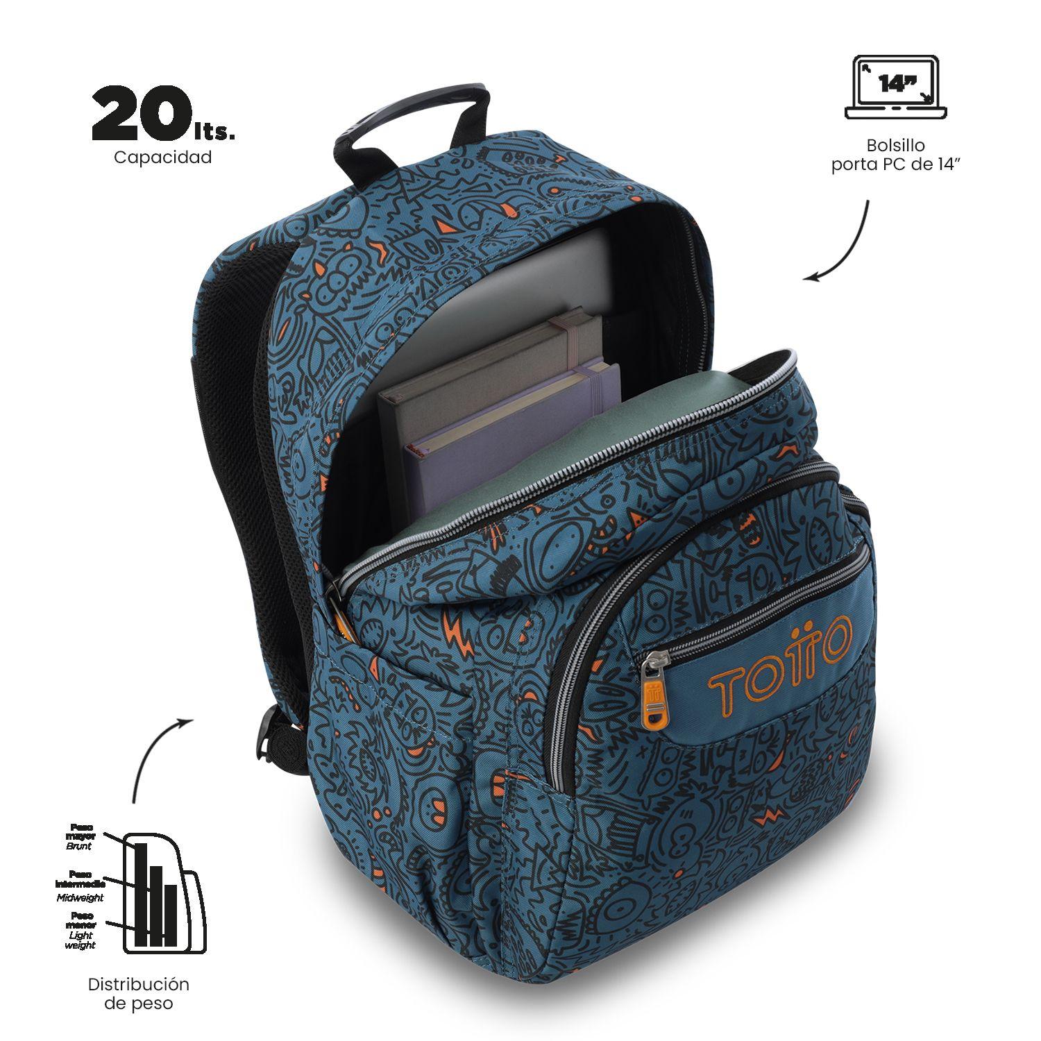 Mochila Escolar Notebook 14" Acuarela Azul  Totto-4