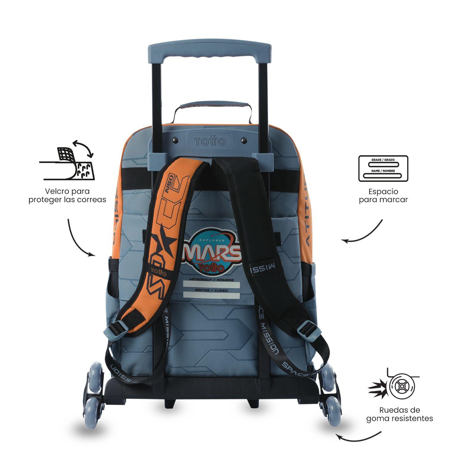 Mochila con ruedas Mochila 3 Ruedas Gemini Grande Naranja Totto-3