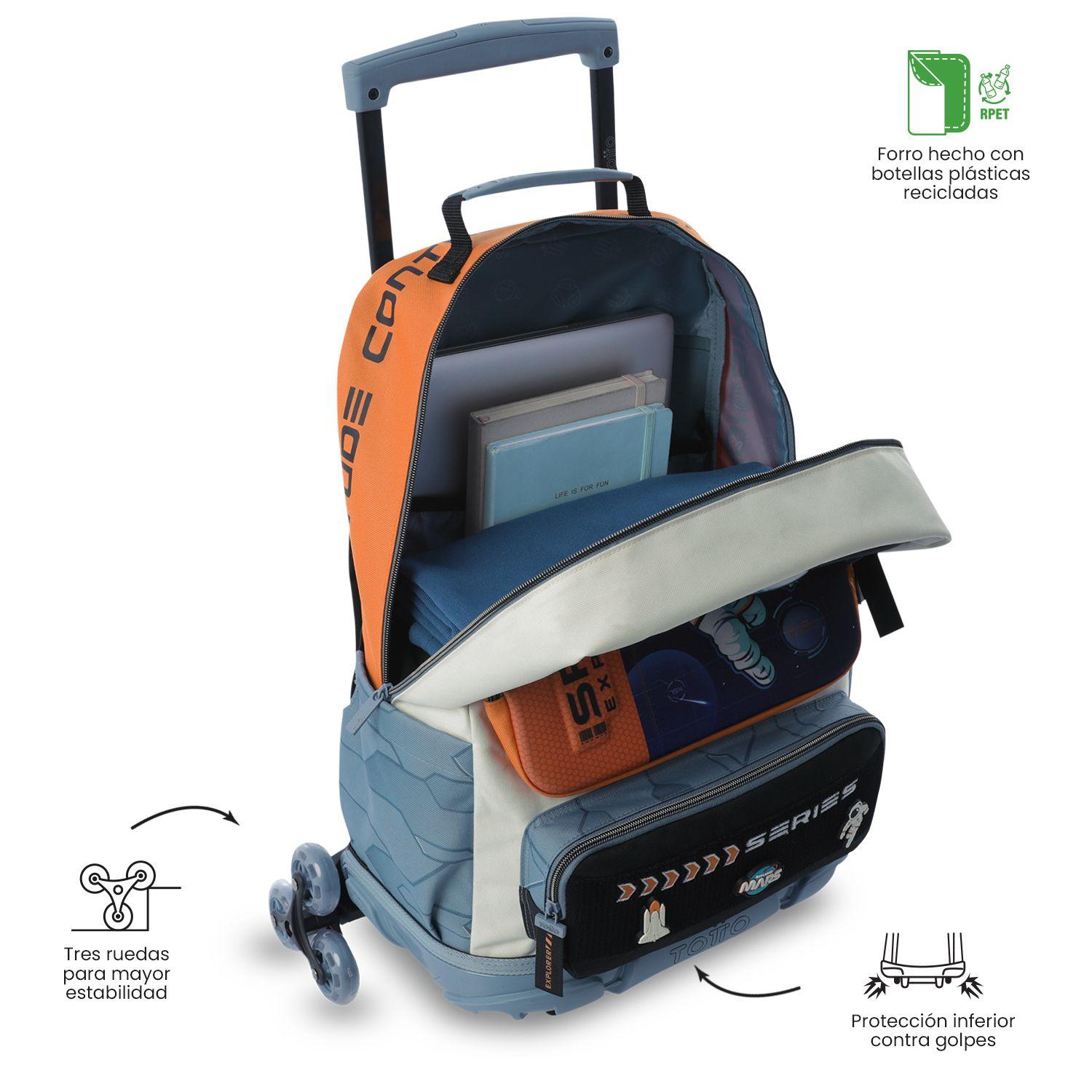 Mochila con ruedas Mochila 3 Ruedas Gemini Grande Naranja Totto-4