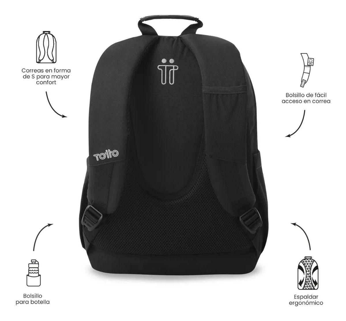 Mochila Universitario Acuarela Ecole Solid Porta Pc14  Negro-3