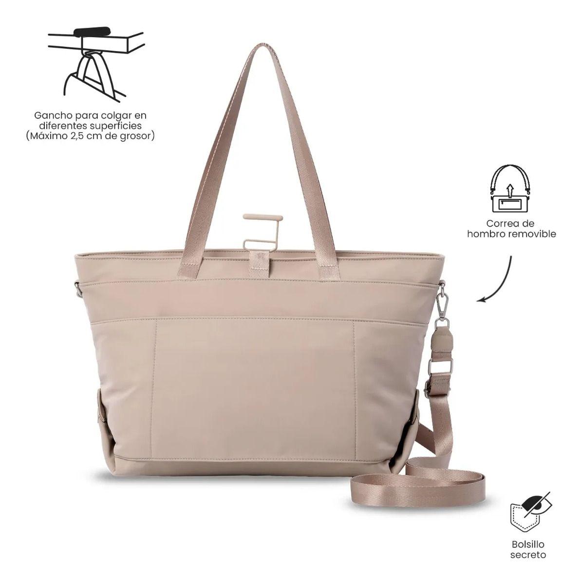 Tote Bag Para Mujer Madrid Porta Pc 15  Grande Beige-3