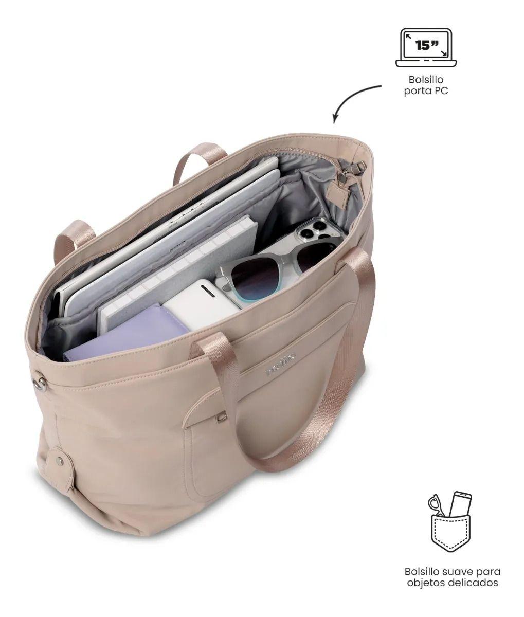 Tote Bag Para Mujer Madrid Porta Pc 15  Grande Beige-4