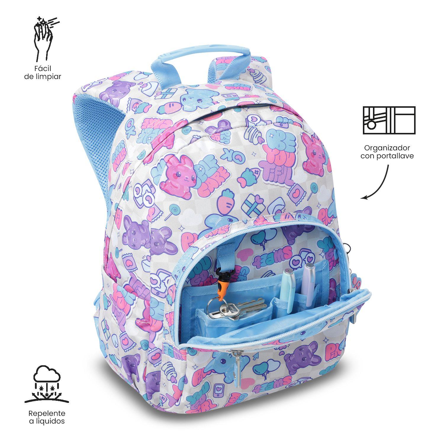 Mochila Escolar Juvenil Porta Tablet 10" Tempera Blanco-5