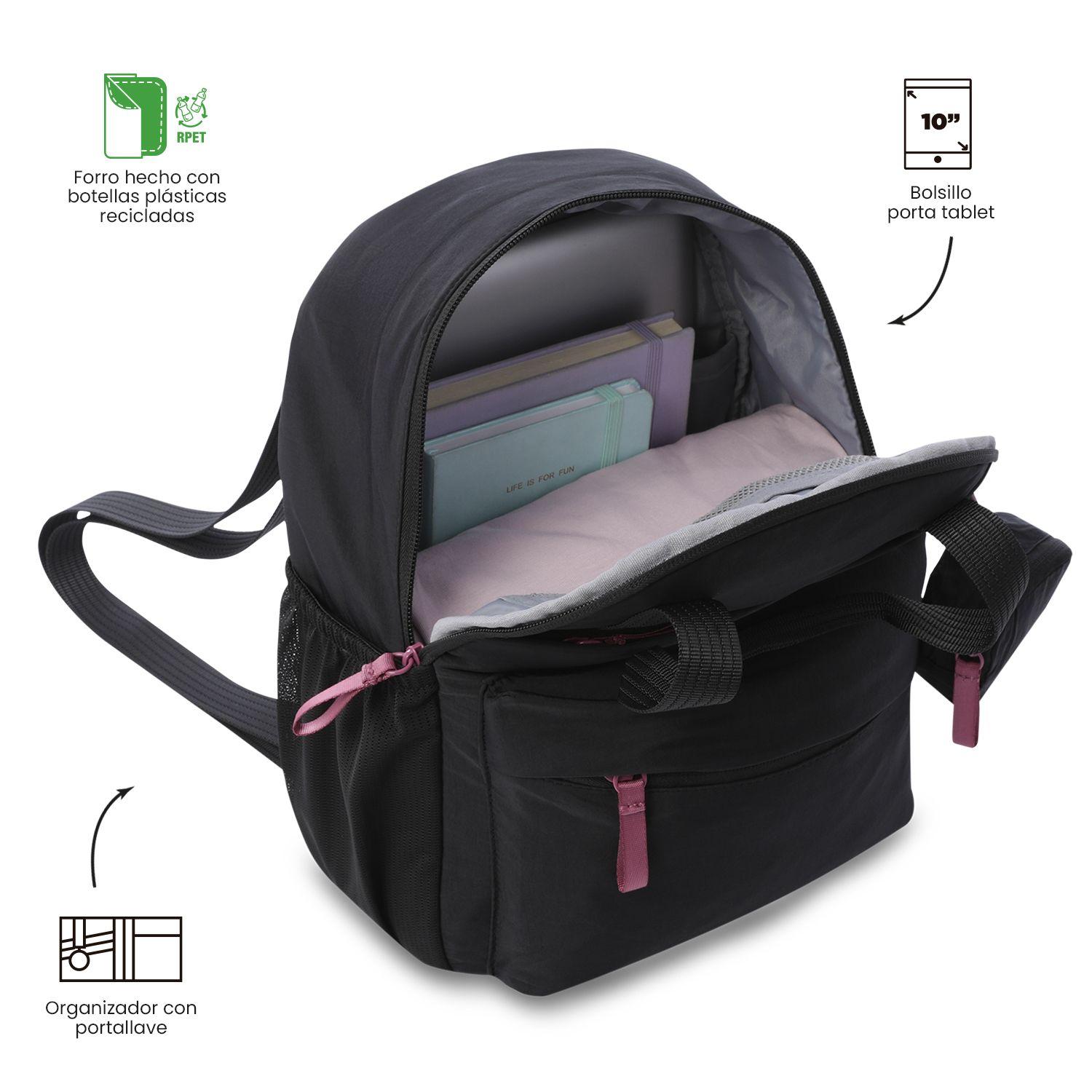 Mochila Universitaria Suzuka Negra Mujer Totto-4