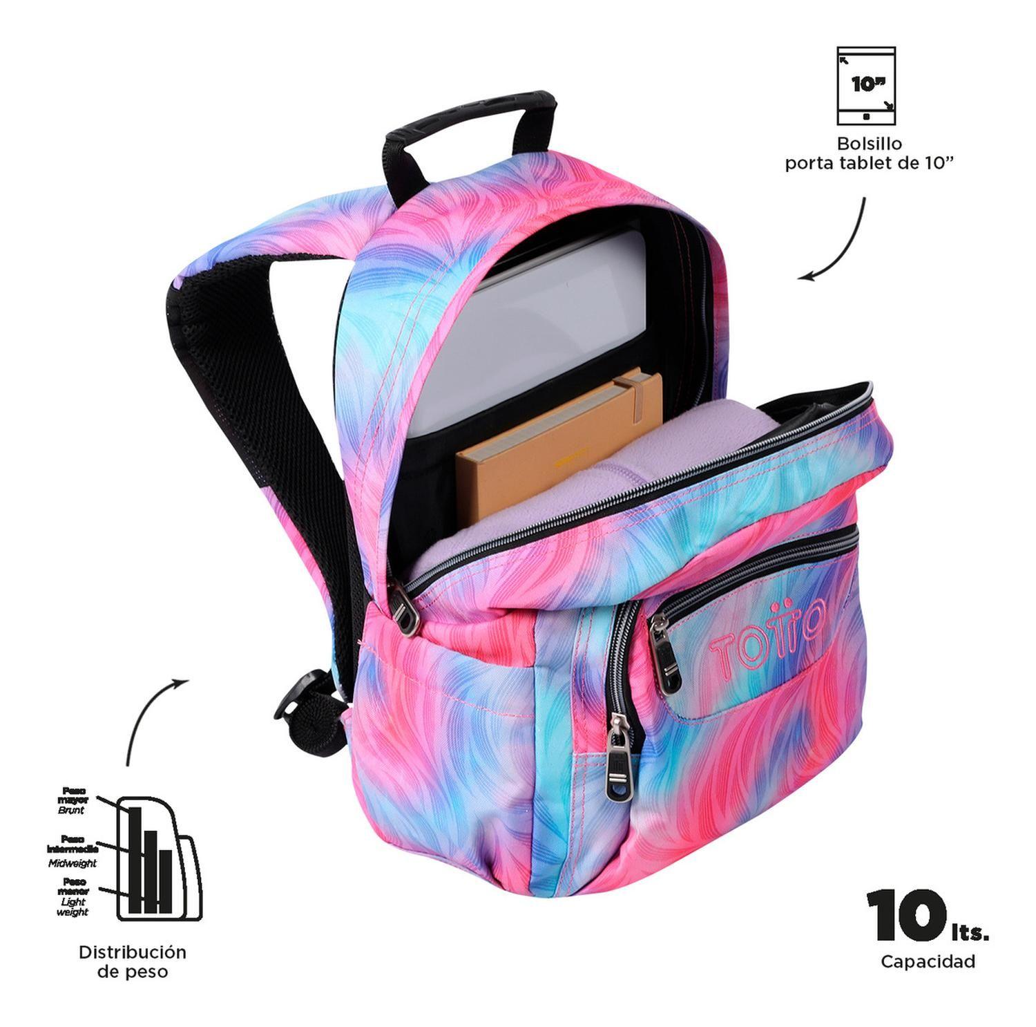 Mochila Escolar Totto Tempera Rpet Glitter Rosado Fritz-4