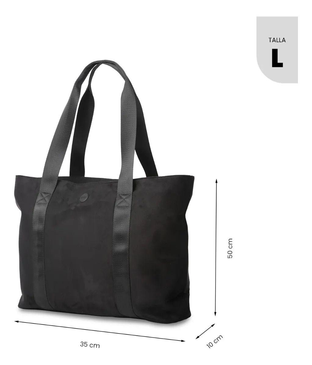 Tote Bag Para Mujer Mixi Gam En Gamuza Grande Negro-2