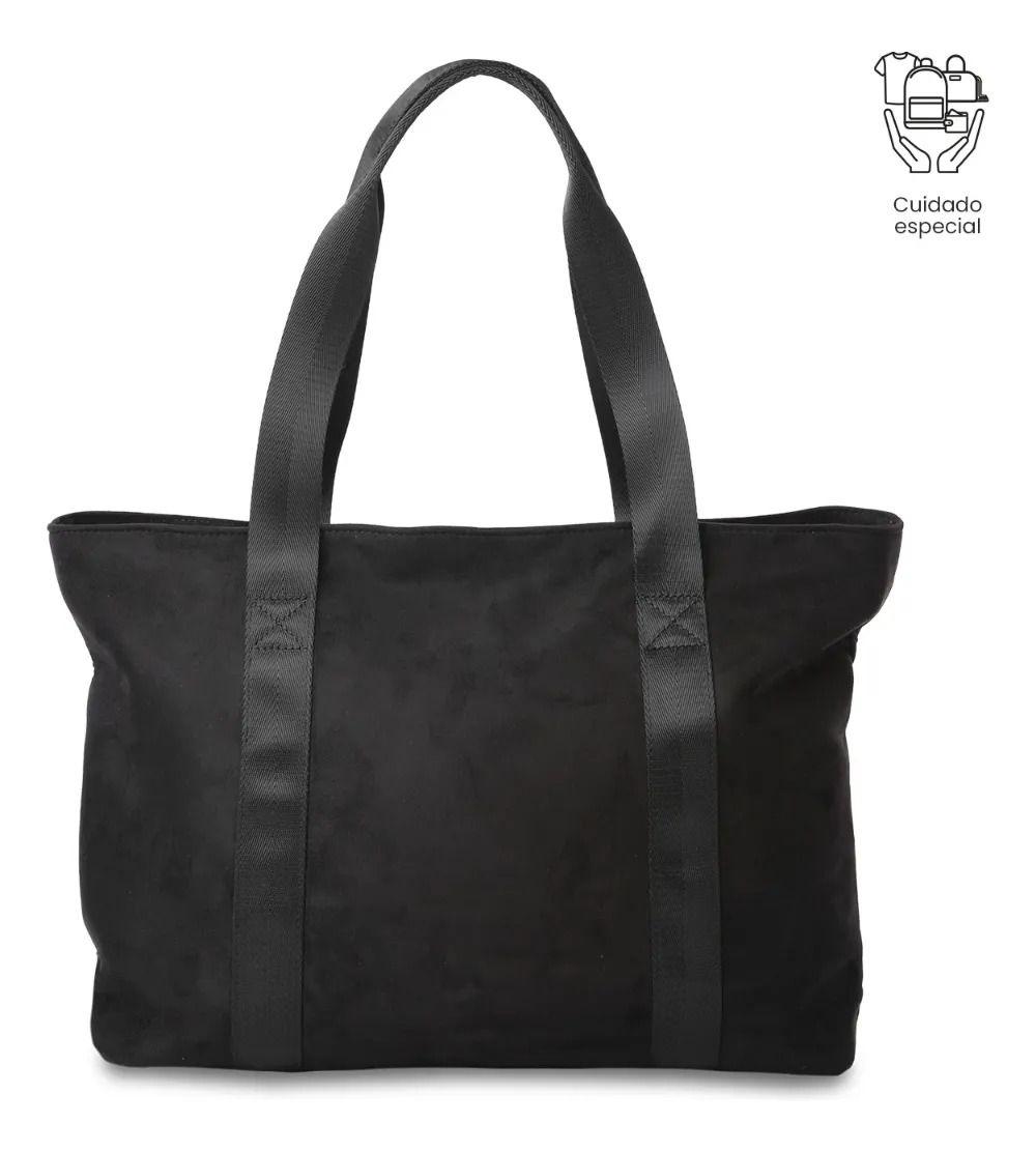 Tote Bag Para Mujer Mixi Gam En Gamuza Grande Negro-3