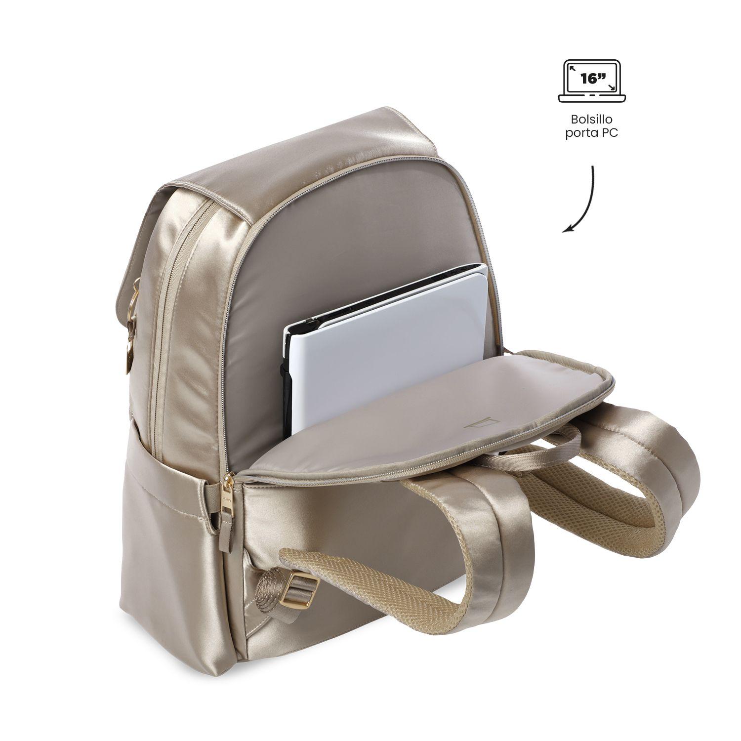 Mochila Ejecutivo Porta PC 16" Bel 2.0 Beige Mujer-4