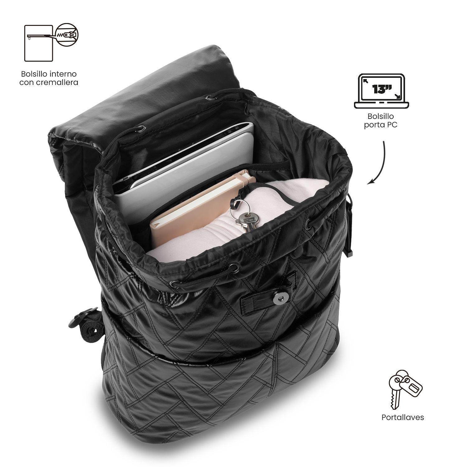 Mochila Universitario Savanha Porta PC 13" Negro Mujer-4