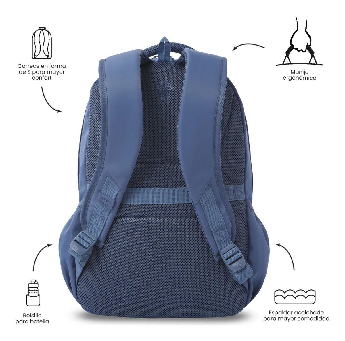 Mochila Universitario  Tracer 4 2.0 Porta Pc 14  Azul-3