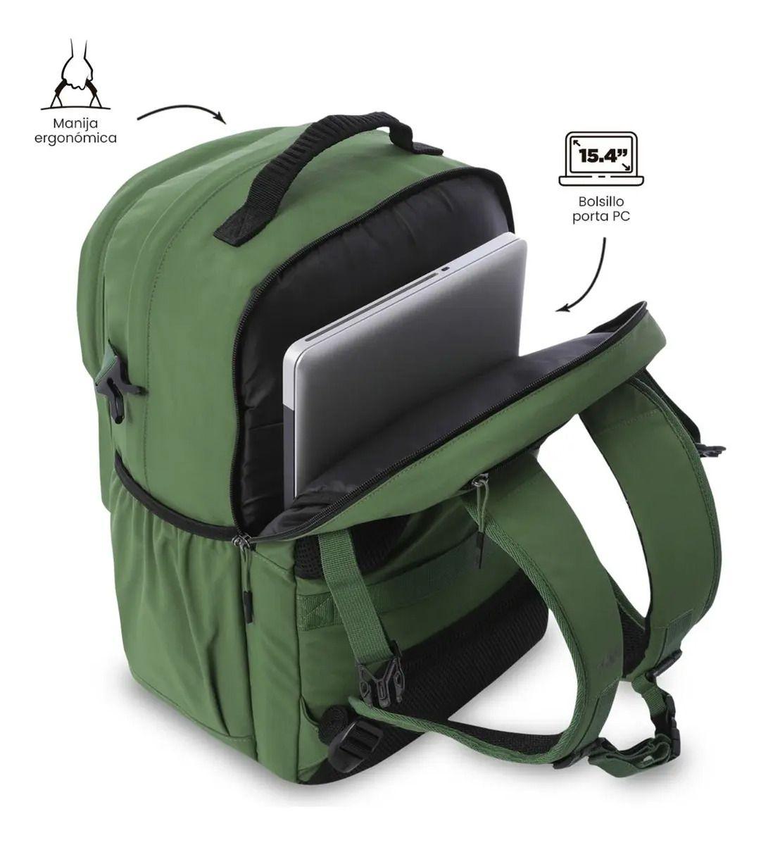 Mochila Universitario Porta Pc 15.4  Spa Verde Hombre-2