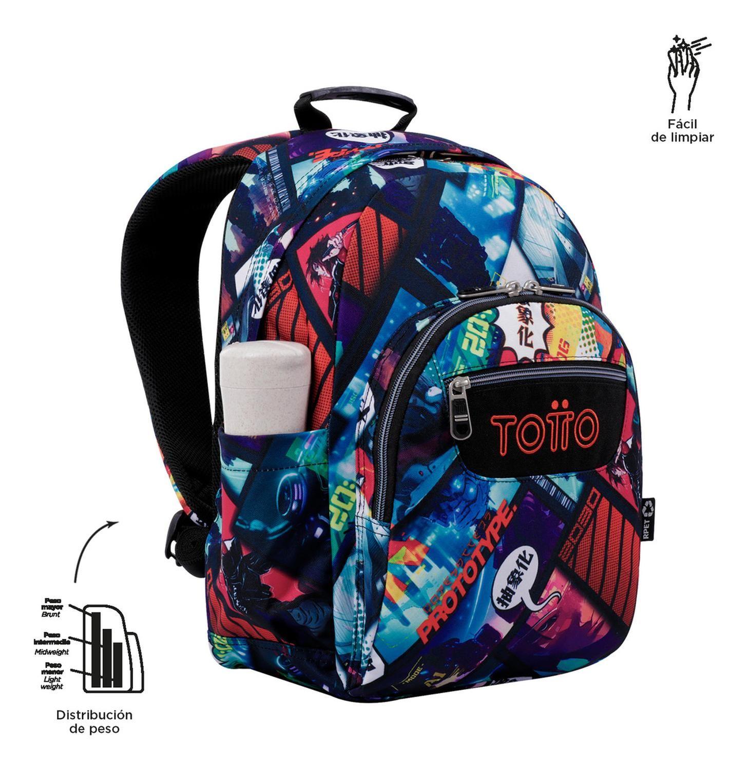 Mochila Escolar Totto Gommas Rpet Negro Kasuya-7