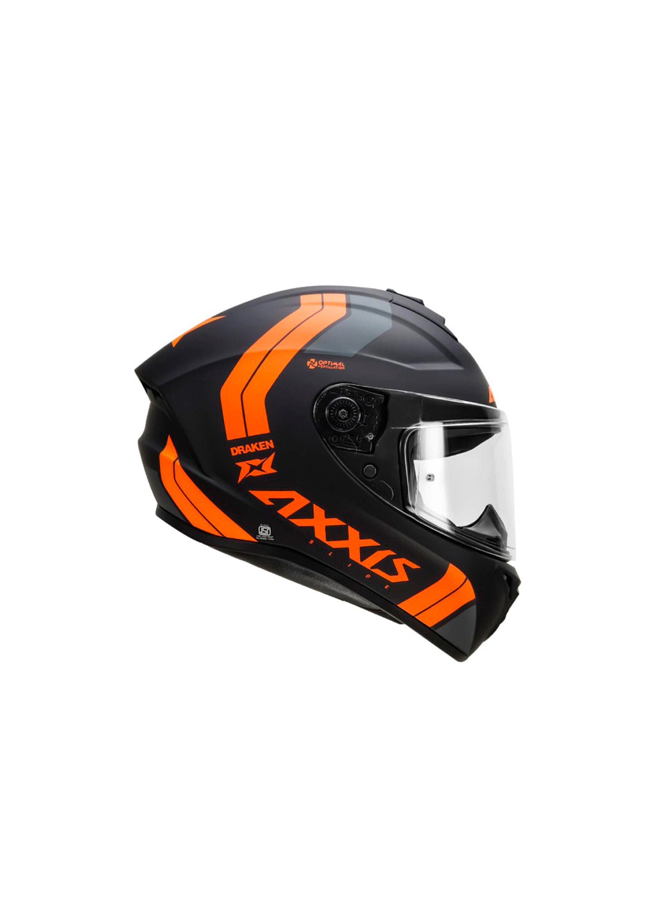 Kit Casco axxis draken s slide naranja + Visor ahumado-1