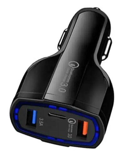 Cargador de auto 2 USB-A y 1 USB-C carga rápida negro-0