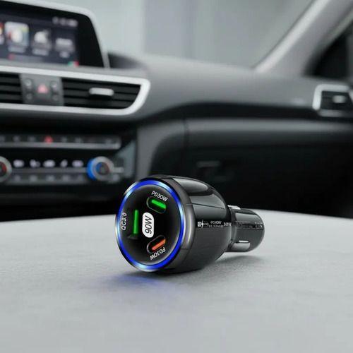 Cargador de auto 2 USB-C y 1 USB-A carga rápida negro-2