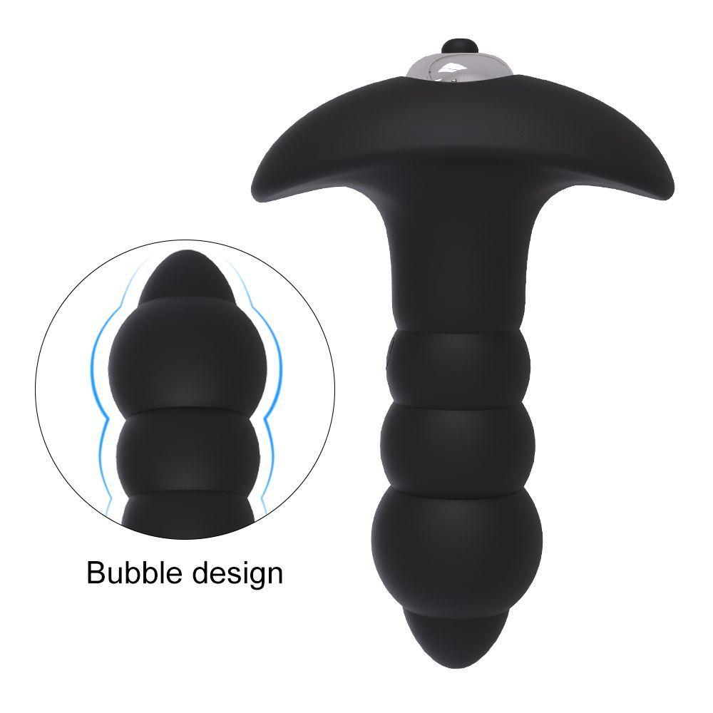 Plug Anal Vibrador Bubble Negro-5