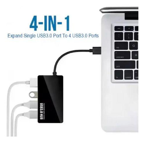 Hub USB 3.0 de 4 puertos 5 Gbps con indicador LED negro-2